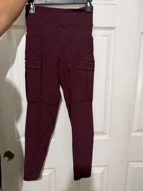 Lululemon High-Waist Cargo Leggings in Deep Burgundy size 6